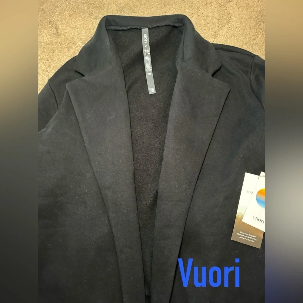 NWT Vuori Restore Coat Fleece Sweatshirt Trench Jacket * Black * Medium/Large - Picture 9 of 9